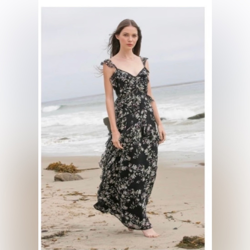 Love Sam Floral Black Dress. Size small